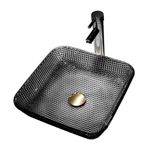 Изображение товара Раковина Abber Glas AK2311B, 39 х 39 см, накладная, стеклянная, прозрачная, черная