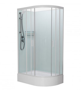 Изображение товара Душевая кабина Frank F412/1L/R М White, 120 x 80 см, без крыши, средний поддон, стекла матовые, профиль белый, 20029/20031