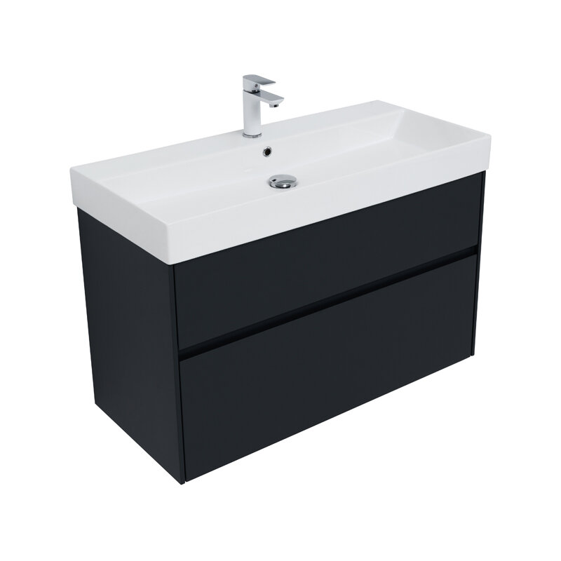 Изображение товара Тумба под раковину Aquanet Бруклин 100 см антрацит матовый подвесная