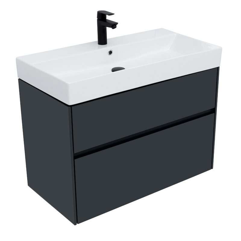 Изображение товара Тумба под раковину Aquanet Бруклин 85, подвесная, антрацит матовый, 00310142