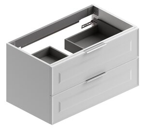 Изображение товара Тумба под раковину Berloni Bagno Suite Vintage 90 см, подвесная/напольная, ручки хром, белый глянцевый (bianco lucido), SUVBS2C90C/100/SHA CL