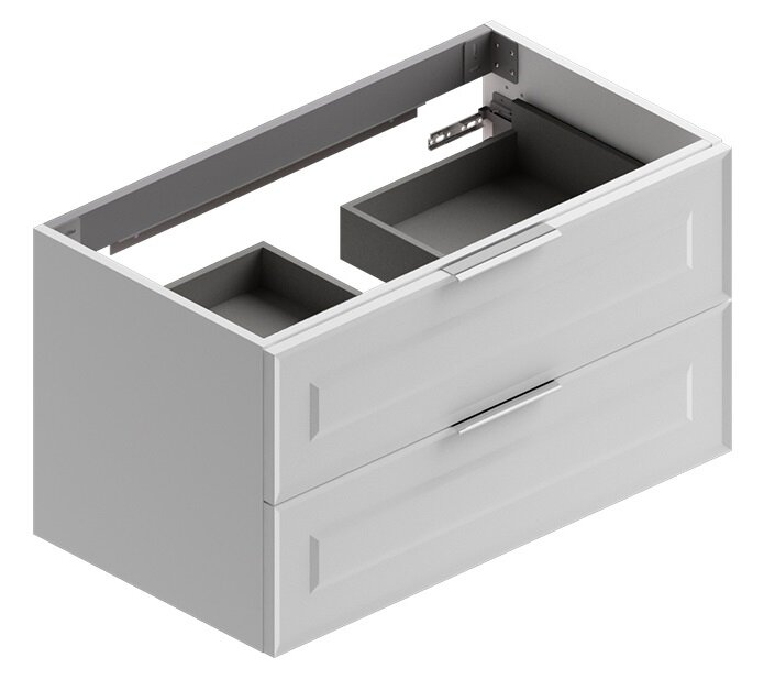 Изображение товара Тумба под раковину Berloni Bagno Suite Vintage 90 см, подвесная/напольная, ручки хром, белый глянцевый (bianco lucido), SUVBS2C90C/100/SHA CL