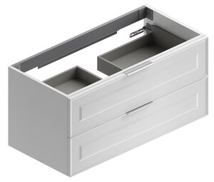 Изображение товара  Тумба под раковину Berloni Bagno Suite Vintage 105 см, подвесная/напольная, ручки хром, белый глянцевый (bianco lucido), SUVBS2C105C/100/SHA CL