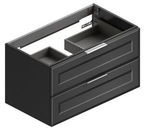 Изображение товара Тумба под раковину Berloni Bagno Suite Vintage 105 см, подвесная/напольная, ручки хром, черный матовый (nero opaco), SUVBS2C105C/190/SHALAO 190