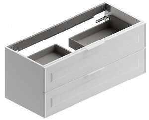 Изображение товара Тумба под раковину Berloni Bagno Suite Vintage 120 см, подвесная/напольная, ручки хром, белый глянцевый (bianco lucido), SUVBS2C120C/100/SHA CL