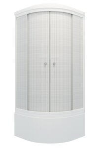 Изображение товара Душевая кабина Maroni Quadro SR90H-LN-DN4 90 x 90 см, четверть круга, стекло прозрачное с рисунком, профиль белый, 466392