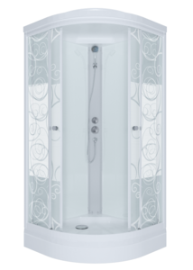 Изображение товара Душевая кабина Maroni Fito SR90L-DRN-DN4 90 x 90 см, четверть круга, стекло прозрачное с рисунком, профиль белый, 465922