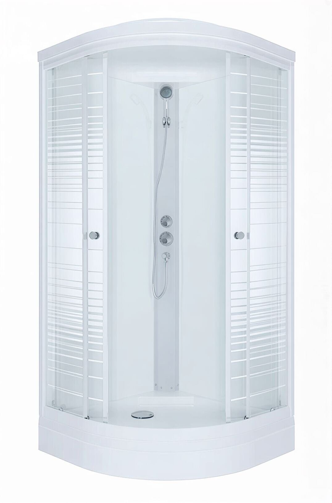 Изображение товара Душевая кабина Maroni Line SR100L-BND-DN4 100 x 100 см, четверть круга, стекло прозрачное с рисунком, профиль белый, 466164 Изображение товара Душевая кабина Maroni Line SR100L-BND-DN4 100 x 100 см, четверть круга, стекло прозрачное с рисунком, профиль белый, 466164