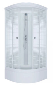 Изображение товара Душевая кабина Maroni Line SR100M-BND-DN4 100 x 100 см, четверть круга, стекло прозрачное с рисунком, профиль белый, 466170