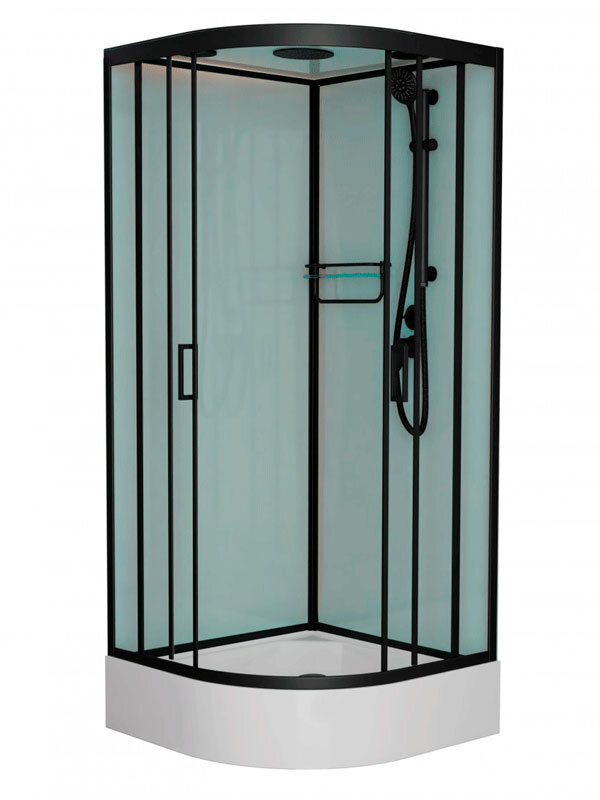 Изображение товара Душевая кабина Frank F400/1 Black 100x100 см средний поддон стекла закалённые