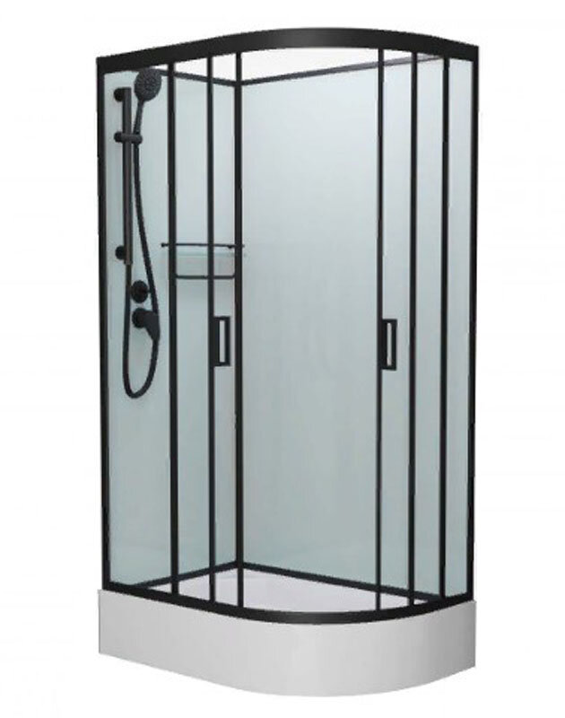 Изображение товара Душевая кабина Frank F412/1 L/R Black без крыши 120х80 см, раздвижная, асимметричная