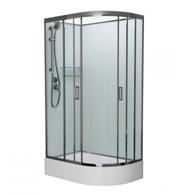 Изображение товара Душевая кабина Frank F412/1 L/R М Brilliant без крыши, 120 х 80 см, средний поддон, стекла матовые, профиль хром, 20099/20101