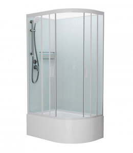 Изображение товара Душевая кабина Frank F412/2 L/R М White без крыши, 120 x 80 см, высокий поддон, стекла матовые, профиль белый, 20037/20039