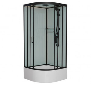 Изображение товара Душевая кабина Frank F400/2 Black 100 х 100 см, высокий поддон, стекла прозрачные, профиль черный, 149009