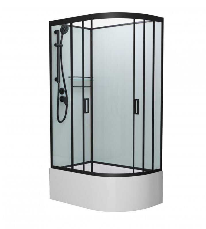 Изображение товара Душевая кабина Frank F412/2L/R Black без крыши, 120 x 80 см, высокий поддон, стекла прозрачные, профиль черный, 152009/154009