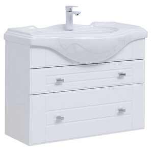 Изображение товара Тумба под раковину Aquanet Рондо 85 см, подвесная, 2 ящика, цвет белый, 304289