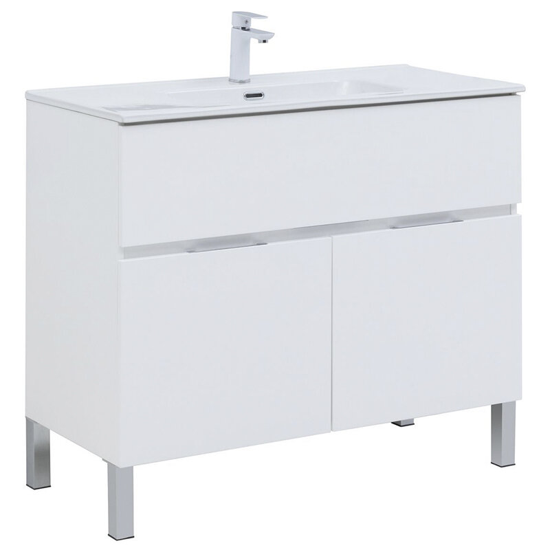 Изображение товара Тумба под раковину Aquanet Алвита New 100 см, напольная, цвет белый матовый, 277554