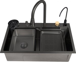 Изображение товара Кухонная мойка Zorg Master ZM 7546 с каскадным смесителем и аксессуарами серого цвета