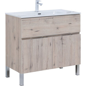 Изображение товара Тумба под раковину Aquanet Алвита New 90 см, напольная, цвет дуб веллингтон белый, 303912