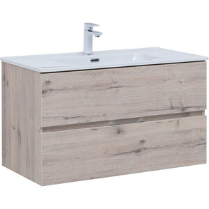 Изображение товара Тумба под раковину Aquanet Алвита New 90 см, подвесная, цвет дуб веллингтон белый, 303921