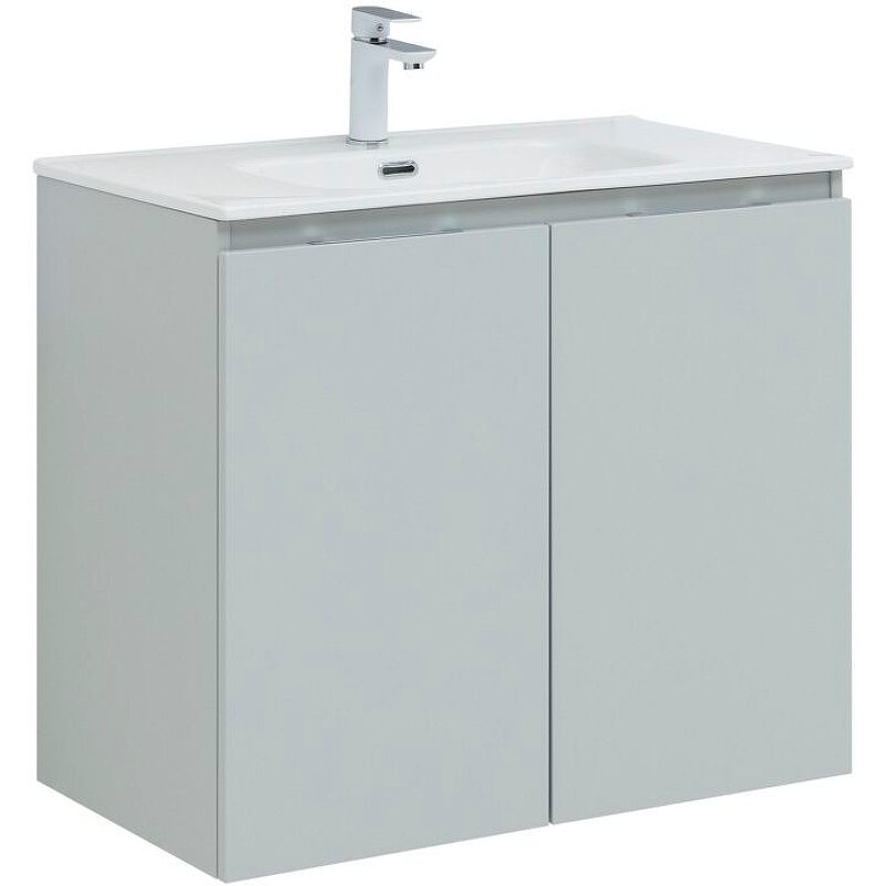 Изображение товара Тумба под раковину Aquanet Алвита New 80 см, подвесная, 2 дверцы, цвет серый матовый, 277528
