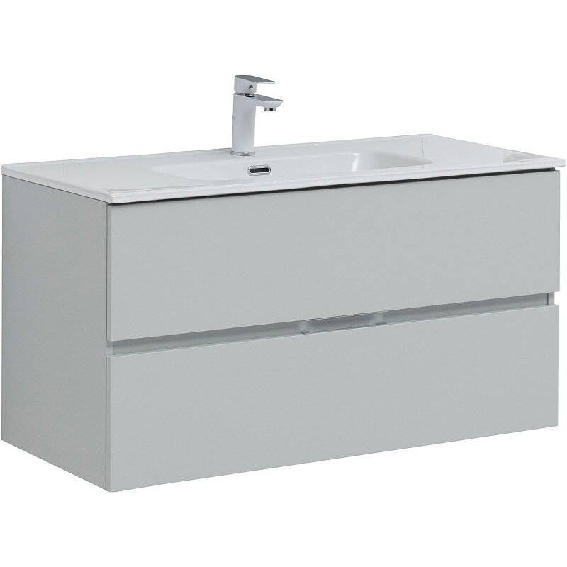Изображение товара Тумба под раковину Aquanet Алвита New 100 см подвесная серый матовый