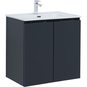 Изображение товара Тумба под раковину Aquanet Алвита New 70 см, подвесная, 2 дверцы, цвет антрацит матовый, 303904