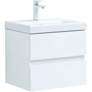 Изображение товара Тумба под раковину Aquanet Беркли 50 см подвесная, 2 ящика, цвет белый глянцевый, 302347