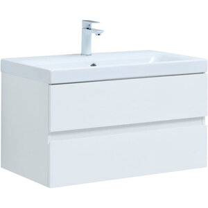 Изображение товара Тумба под раковину Aquanet Беркли 80 см подвесная, 2 ящика, цвет белый, 302351
