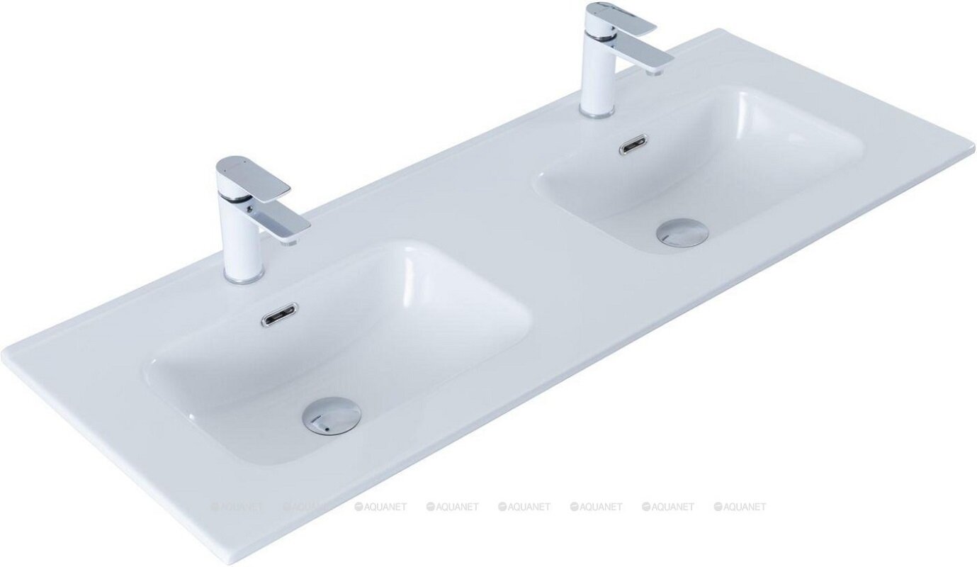 Изображение товара Раковина сдвоенная Aquanet Flat 254367, 120 см, керамика, белая Изображение товара Раковина сдвоенная Aquanet Flat 254367, 120 см, керамика, белая