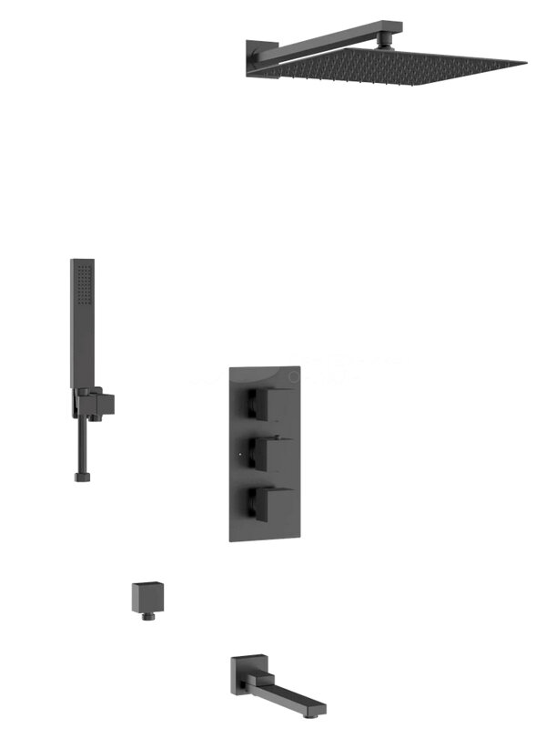 Изображение товара Душевая система DQ Bayern.Liszt DA2515605A04, термостатическая, с изливом, цвет черный матовый