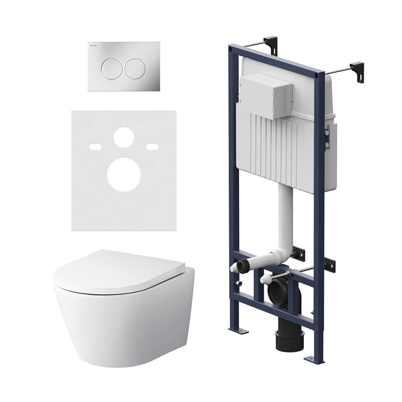 Изображение товара Инсталляция Am.Pm Sense IS70131.741701, с подвесным унитазом FlashClean, клавиша хром матовый, крышка микролифт