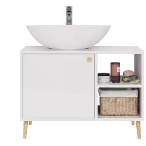 Изображение товара Тумба под раковину Dreja Luno 99.2002, 80 см, напольная, цвет белый глянец