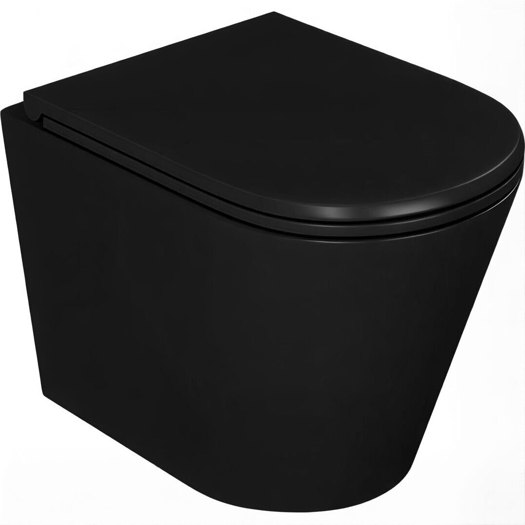 Изображение товара Унитаз подвесной DQ Venice DT1026025, безободковый, с сиденьем микролифт, цвет черный Изображение товара Унитаз подвесной DQ Venice DT1026025, безободковый, с сиденьем микролифт, цвет черный
