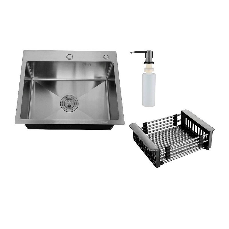 Изображение товара Кухонная мойка РМС MR-5050BL 50 см с корзиной и дозатором графит Россия