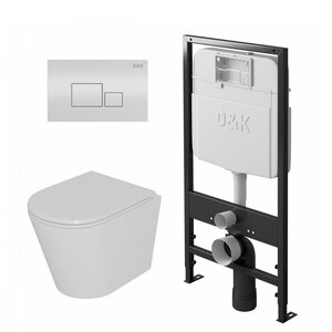 Изображение товара Инсталляция D&K с безободковым унитазом Venice DS1021602, сиденье микролифт, клавиша белая, цвет белый