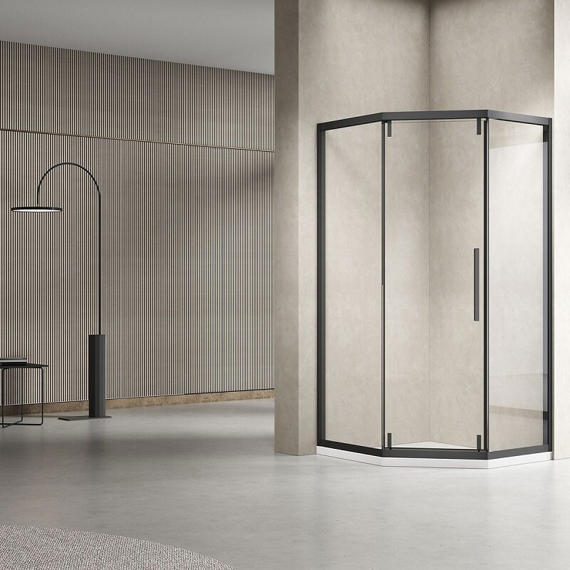 Изображение товара Душевой уголок Vincea Show 100x100 см с прозрачным стеклом и профилем черный