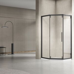 Изображение товара Душевой уголок Vincea Show, 100 х 100 см, стекло прозрачное, профиль черный, VSP1-4SH100CLB, с открытием двери вовнутрь