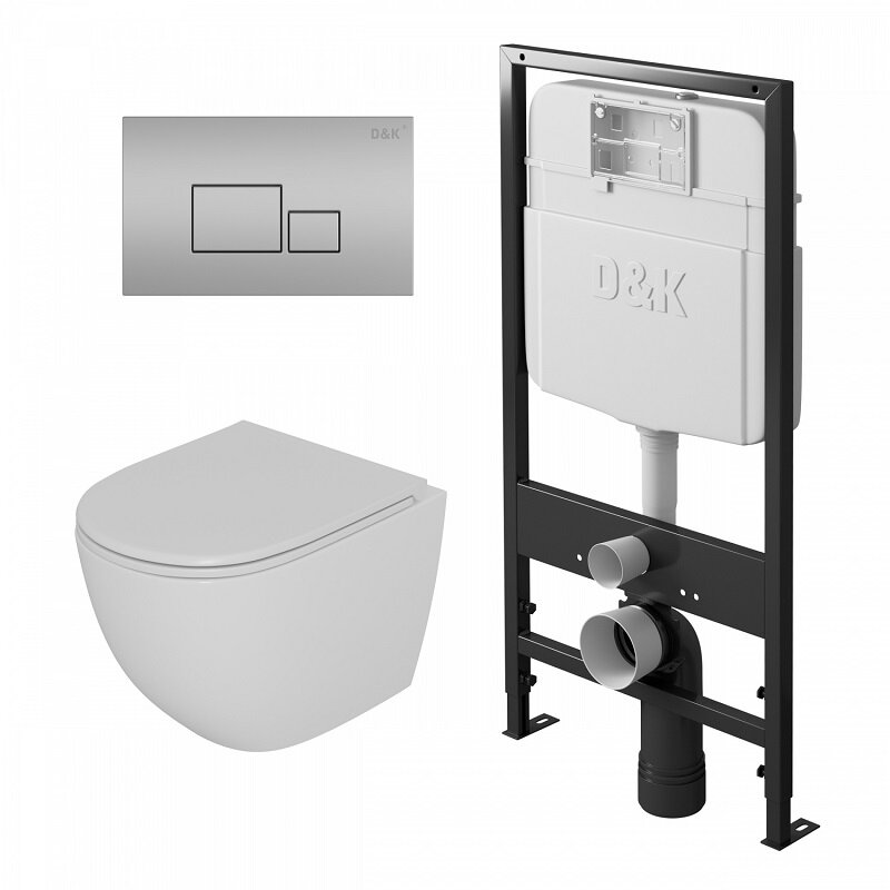 Изображение товара Инсталляция D&K с безободковым унитазом Matrix DS1391606, белая, Германия