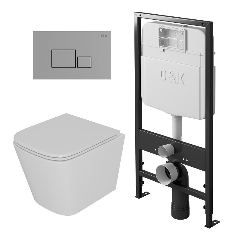Изображение товара Инсталляция D&K Berlin с безободковым унитазом и сиденьем микролифт белый