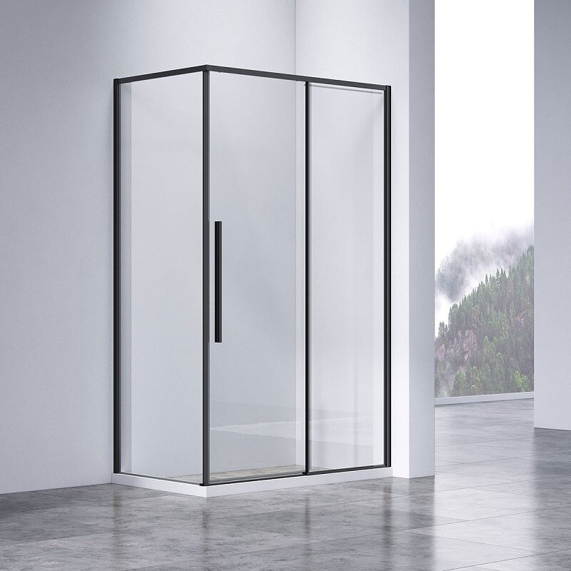 Изображение товара Душевой уголок Vincea Slim-N, 130 х 80 см, стекло прозрачное, профиль черный, VSR-4SN8013CLB