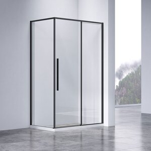 Изображение товара Душевой уголок Vincea Slim-N, 140 х 80 см, стекло прозрачное, профиль черный, VSR-4SN8014CLB