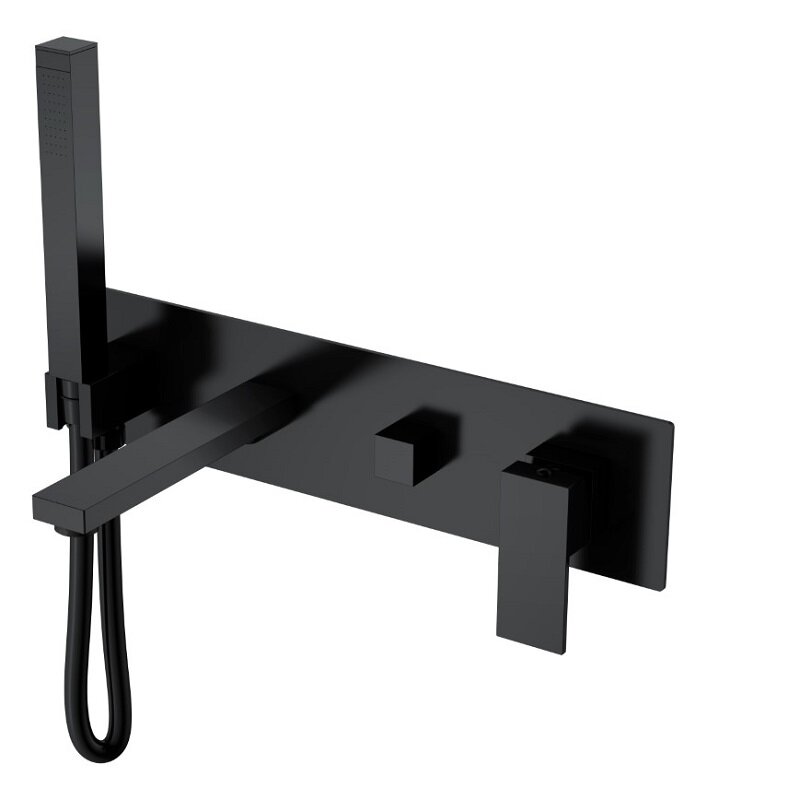 Изображение товара Смеситель для душа и ванны Boheme Qubic 474-2-B, с душевым гарнитуром, цвет Matt Black