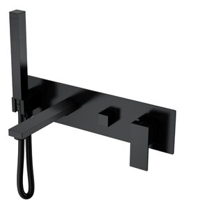 Изображение товара Смеситель для душа и ванны Boheme Qubic 474-2-B, с душевым гарнитуром, цвет Matt Black