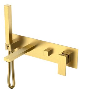 Изображение товара Смеситель для душа и ванны Boheme Qubic 474-2-MG, с душевым гарнитуром, цвет Matt Gold