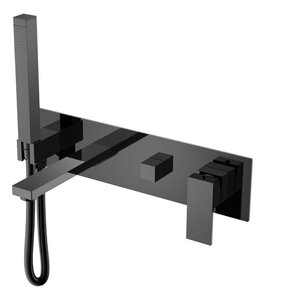 Изображение товара Смеситель Boheme Qubic для душа и ванны, с душевым гарнитуром, Shine Gun Metall, 474-2-SGM