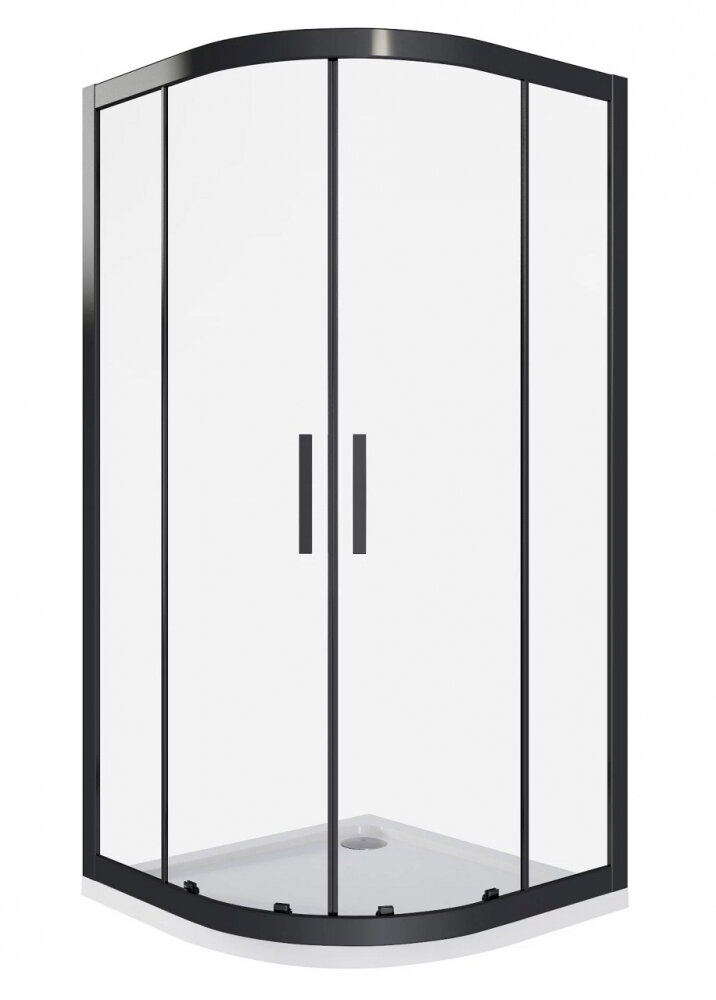 Изображение товара Душевое ограждение Good Door Cofe R-90-C-B , 90 х 90 х 190 см, стекло прозрачное, профиль черный, КФ00002