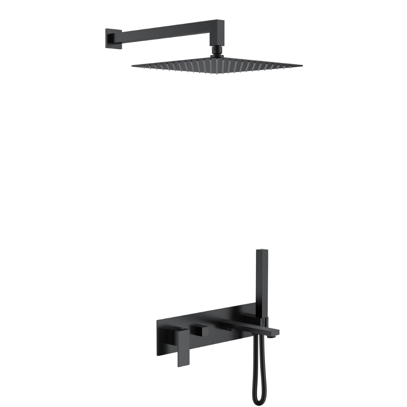 Изображение товара Душевая система Boheme Qubic 474-B, черный матовый, 300x300 мм, гарантия 5 лет