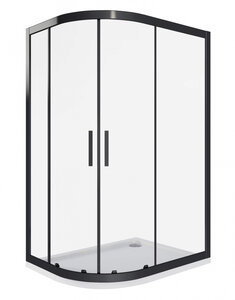Изображение товара Душевое ограждение Good Door Cofe R-120-C-B, 120 х 80 х 190 см, стекло прозрачное, профиль черный, КФ00004