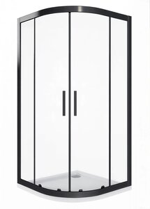 Изображение товара Душевое ограждение Good Door Cofe R-100-C-B , 100 х 100 х 190 см, стекло прозрачное, профиль черный, КФ00003